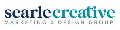 Logo of Searle Creative Marketing & Design Group in stylized dark and light blue text.