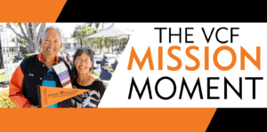 Two smiling women at Ventura College Foundation event during February Mission Moment.