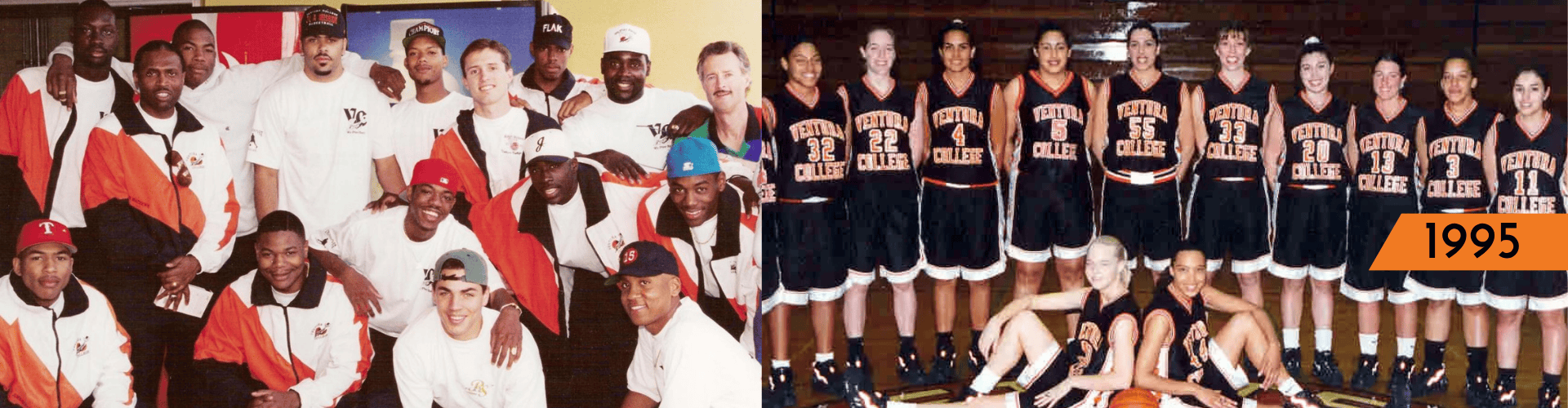 Group photo of Ventura College basketball teams, 1995.