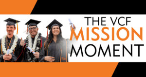 Graduates celebrating at Ventura College Foundation event for April Mission Moment.