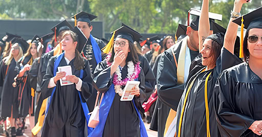 Graduates celebrating at Ventura College graduation event.